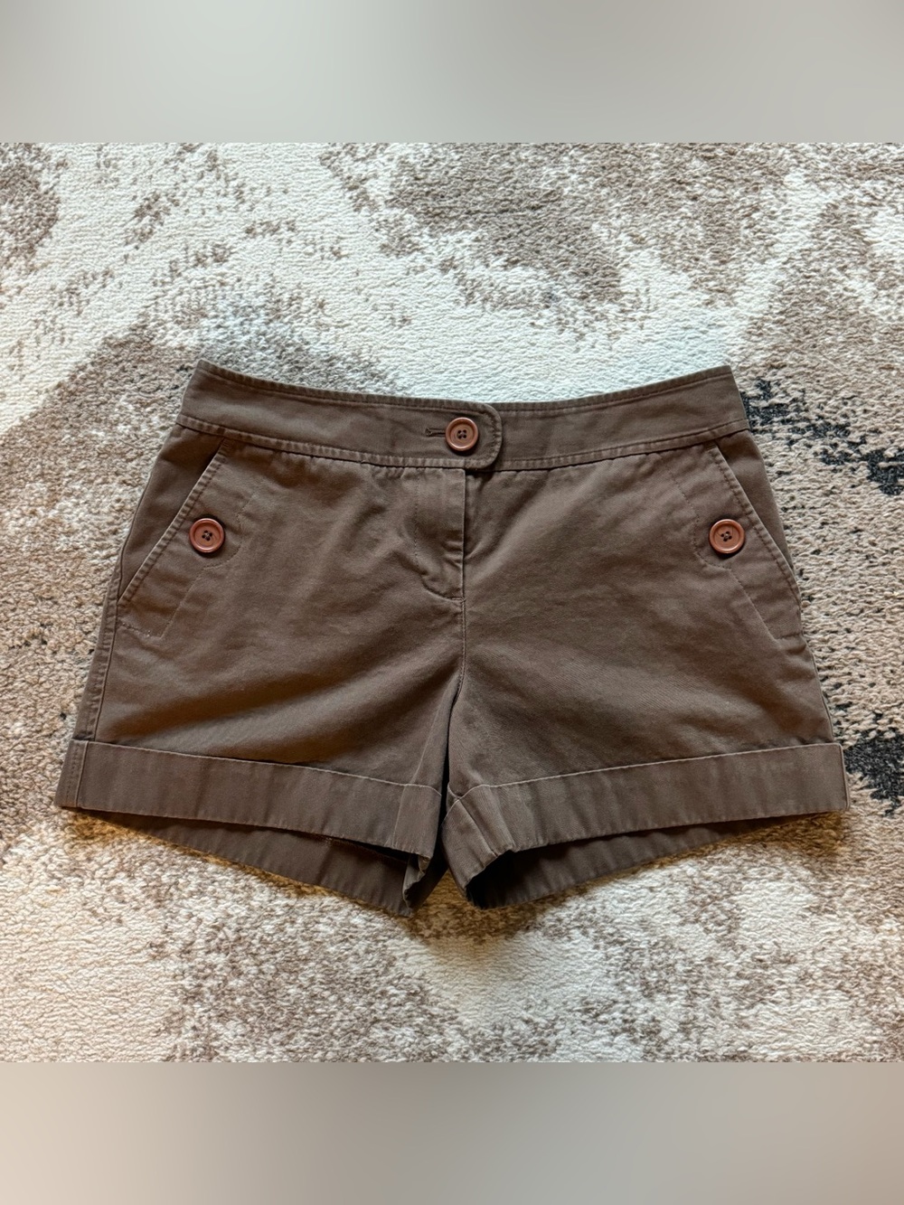 LOFT Brown Button-Front Utility Shorts